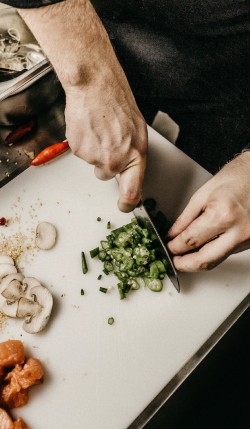 Cucumber is cut